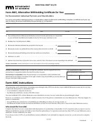 Document preview: Form AWC Alternative Withholding Certificate - Draft - Minnesota