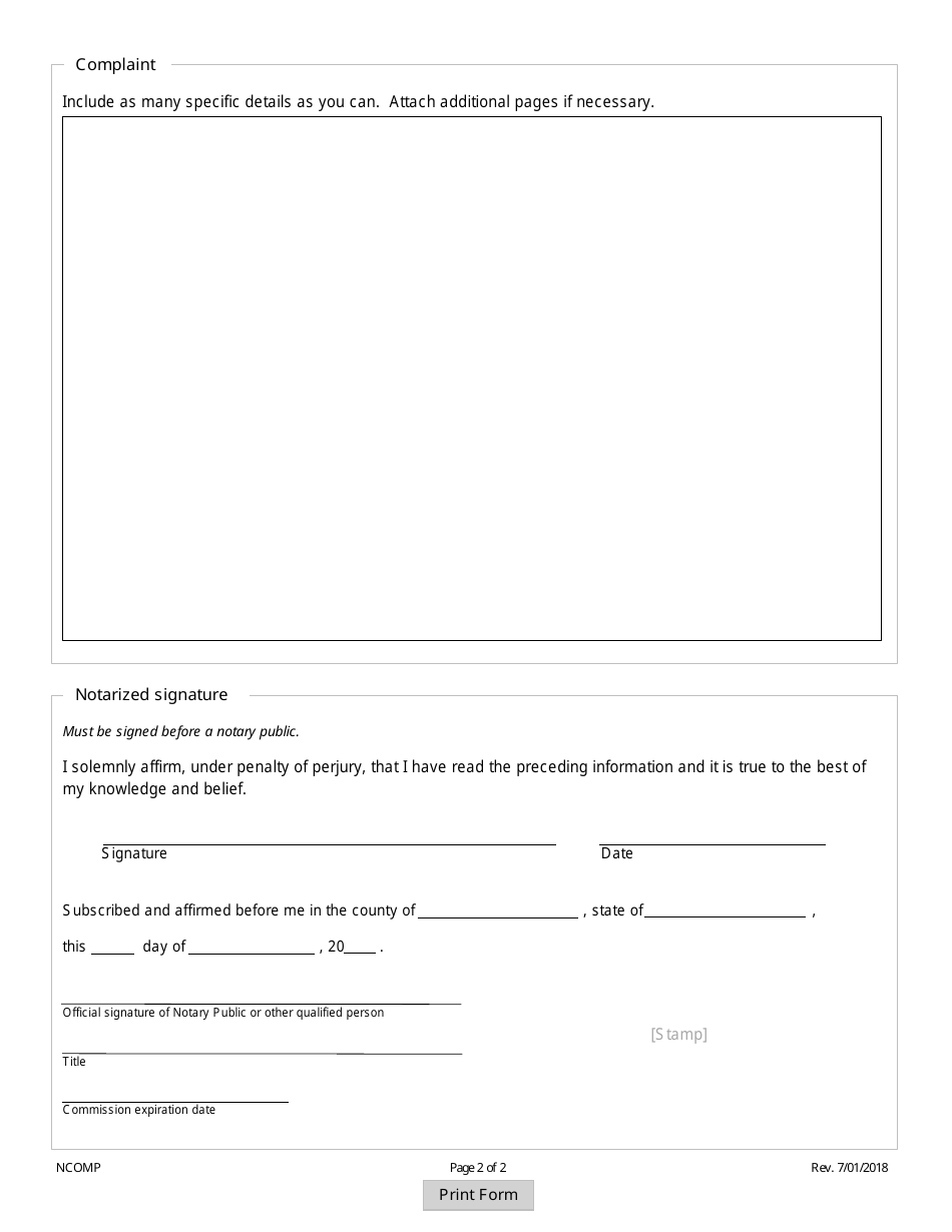 Notary Complaint Form - Colorado, Page 3