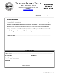 Document preview: Request for Testing of Water Meter - Town of Seneca Falls, New York