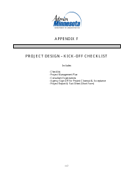 Document preview: Appendix F Project Design - Kick-Off Checklist - Minnesota
