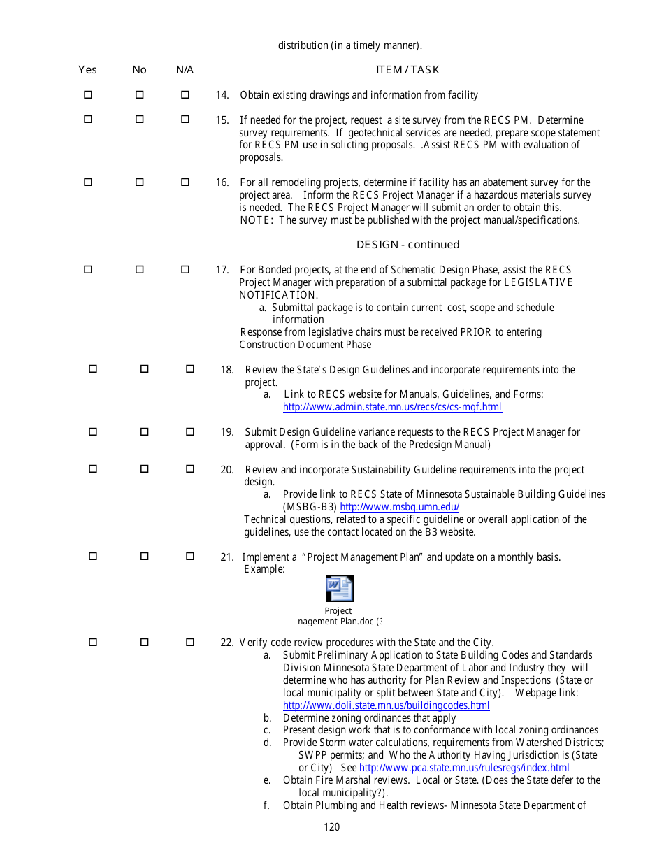 Appendix F Project Design - Kick-Off Checklist - Minnesota, Page 4