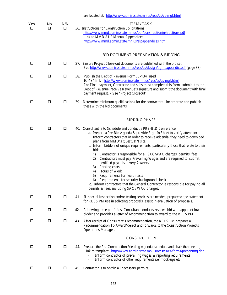 Appendix F Project Design - Kick-Off Checklist - Minnesota, Page 6