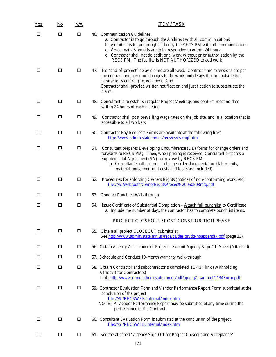 Appendix F Project Design - Kick-Off Checklist - Minnesota, Page 7