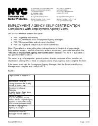 Document preview: Employment Agency Self-certification - New York City