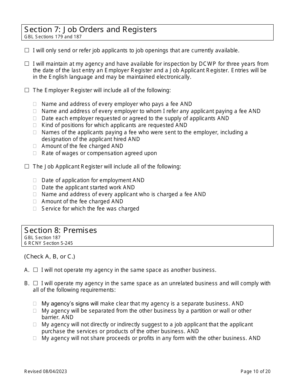 Employment Agency Self-certification - New York City, Page 10