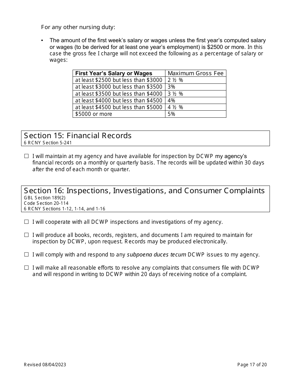 Employment Agency Self-certification - New York City, Page 17