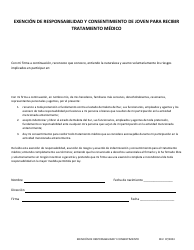 Document preview: Exencion De Responsabilidad Y Consentimiento De Joven Para Recibir Tratamiento Medico - South Dakota (Spanish)