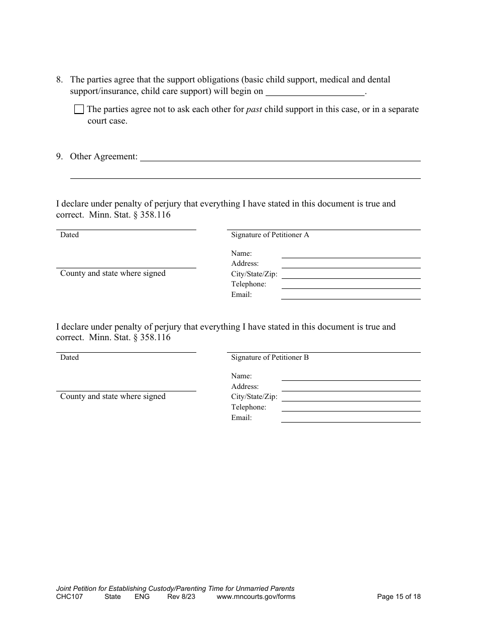 Form CHC107 Download Printable PDF or Fill Online Joint Petition ...