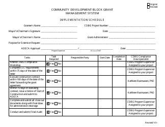 Document preview: Implementation Schedule - Community Development Block Grant - Alabama