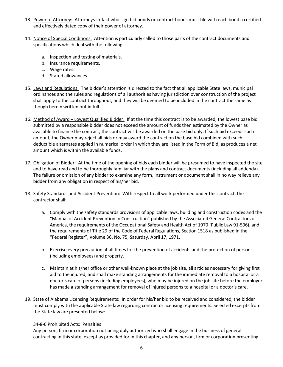 Information for Bidders - Alabama, Page 3