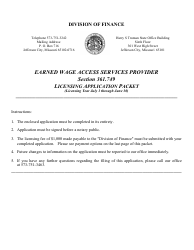 Document preview: Application for Earned Wage Access Services Provider - Missouri