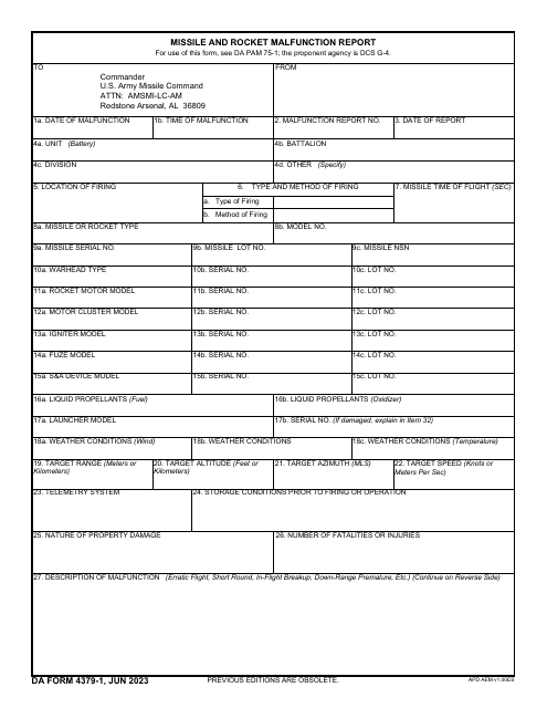 DA Form 4379-1  Printable Pdf