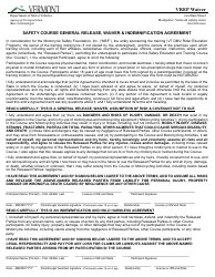 Form VN-149 2-wheel Motorcycle Course Waiver - Vermont
