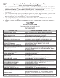 Form 710-A Special License Plate Application for Pre-numbered Fund Raising Plates - Oklahoma, Page 2