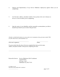 Grievance Form for Americans With Disabilities Act Title Ii - Oklahoma, Page 2