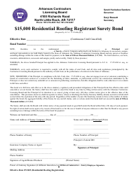 $15,000 Residential Roofing Registrant Surety Bond - Arkansas, Page 2