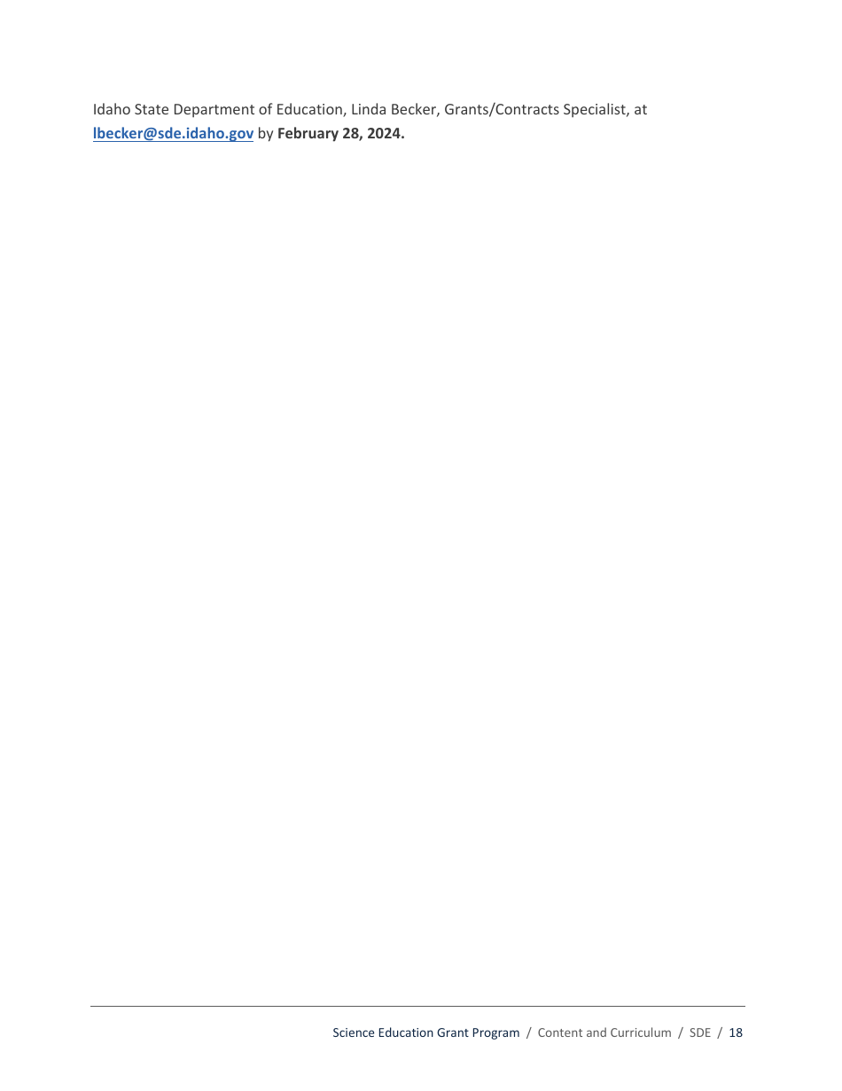 Science Education Grant Program Application - Idaho, Page 18