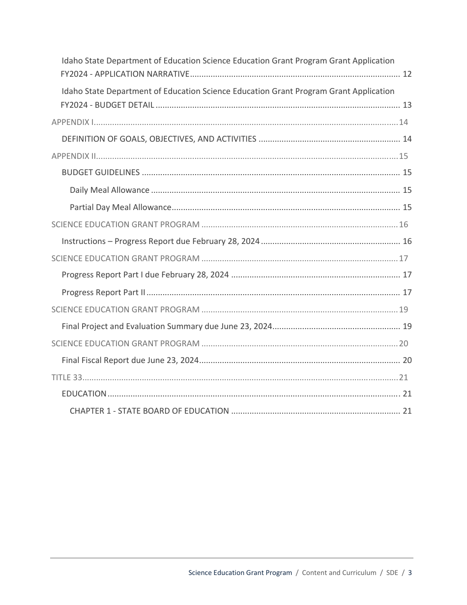 Science Education Grant Program Application - Idaho, Page 3