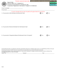 Document preview: Corporation Registration Information Change Form Addendum - Utah