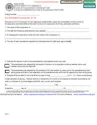 Document preview: Articles of Amendment to Articles of Incorporation (Non-profit) - Utah