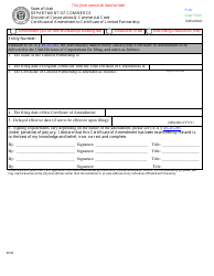 Document preview: Certificate of Amendment to Certificate of Limited Partnership - Utah