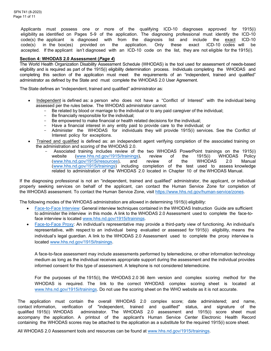 Form SFN741 1915(I) Eligibility Application - North Dakota, Page 11
