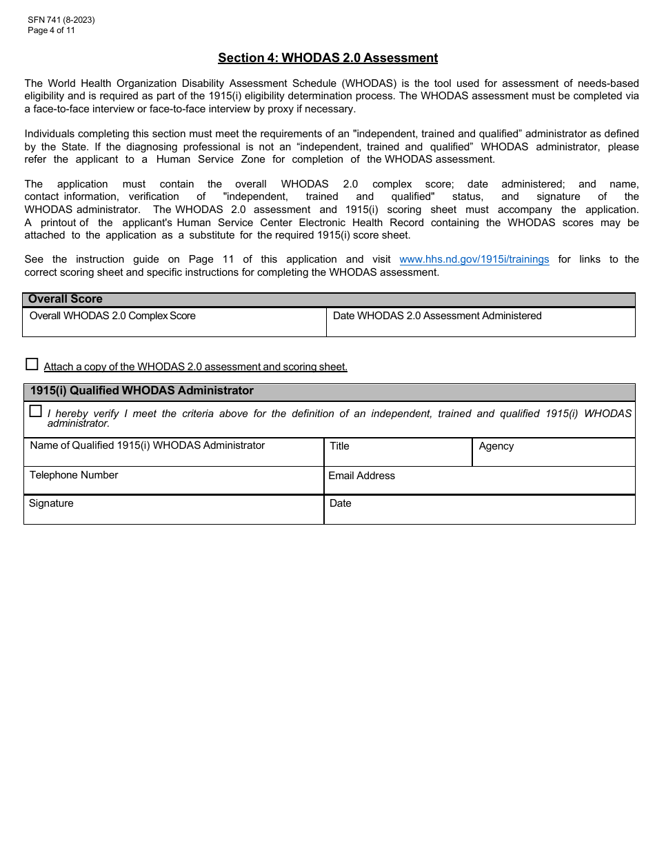 Form SFN741 1915(I) Eligibility Application - North Dakota, Page 4
