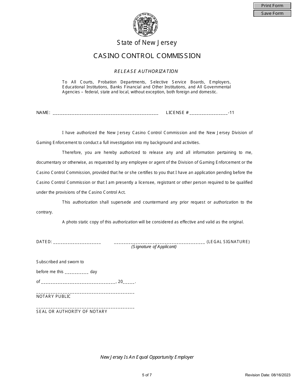 Casino Key Employee License Review Application - New Jersey, Page 5