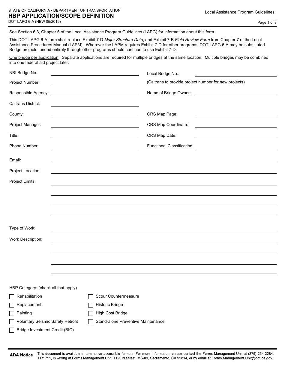 Form DOT LAPG6-A - Fill Out, Sign Online and Download Fillable PDF ...