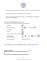 Artist Certification Application - City of Peekskill, New York, Page 2