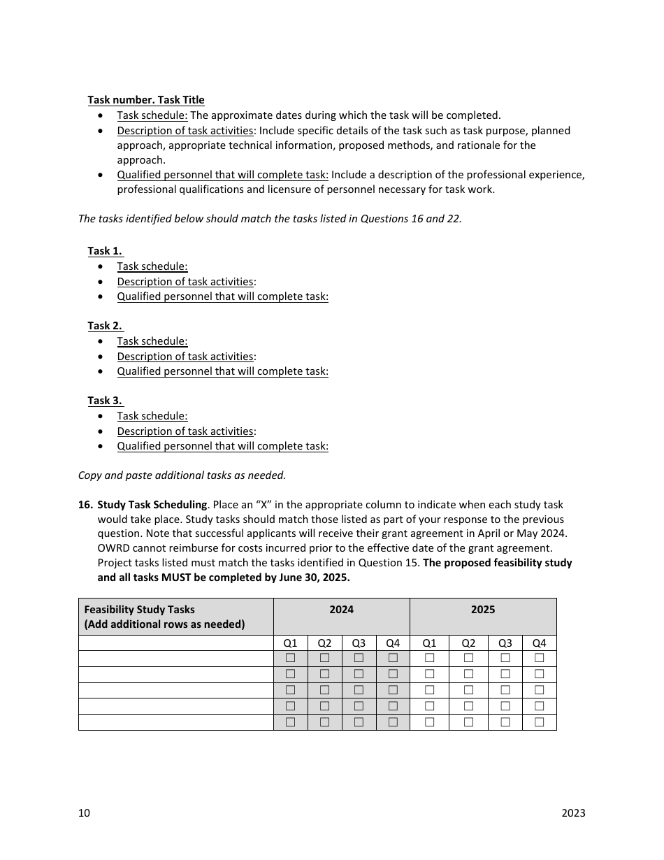 Solicitation Feasibility Study Grant Application - Oregon, Page 10