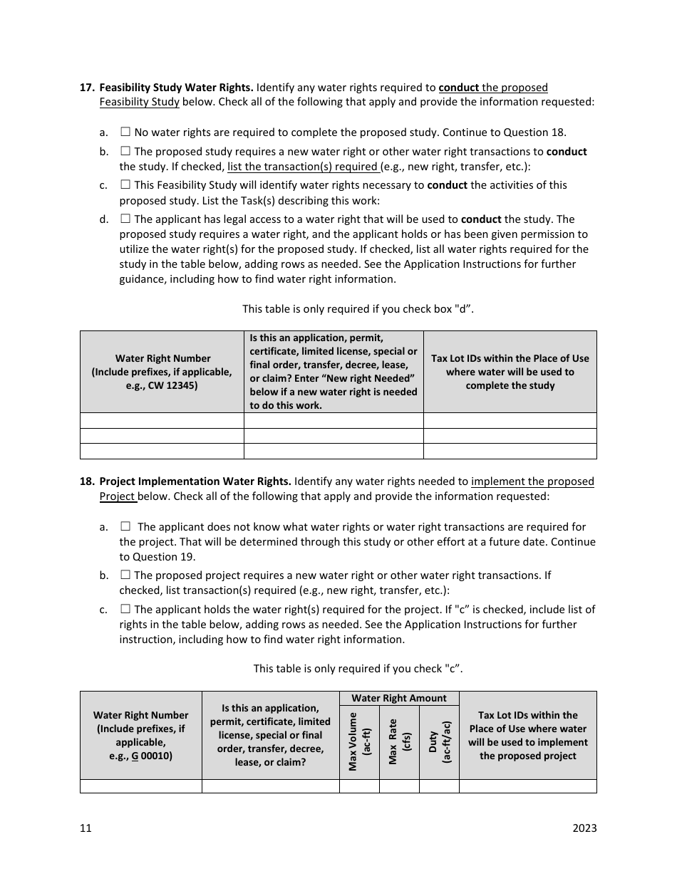 Solicitation Feasibility Study Grant Application - Oregon, Page 11