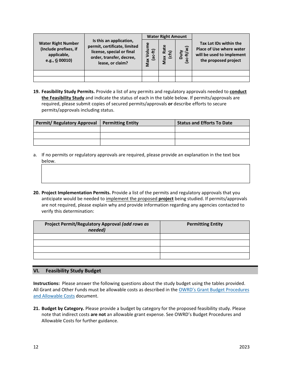 Solicitation Feasibility Study Grant Application - Oregon, Page 12