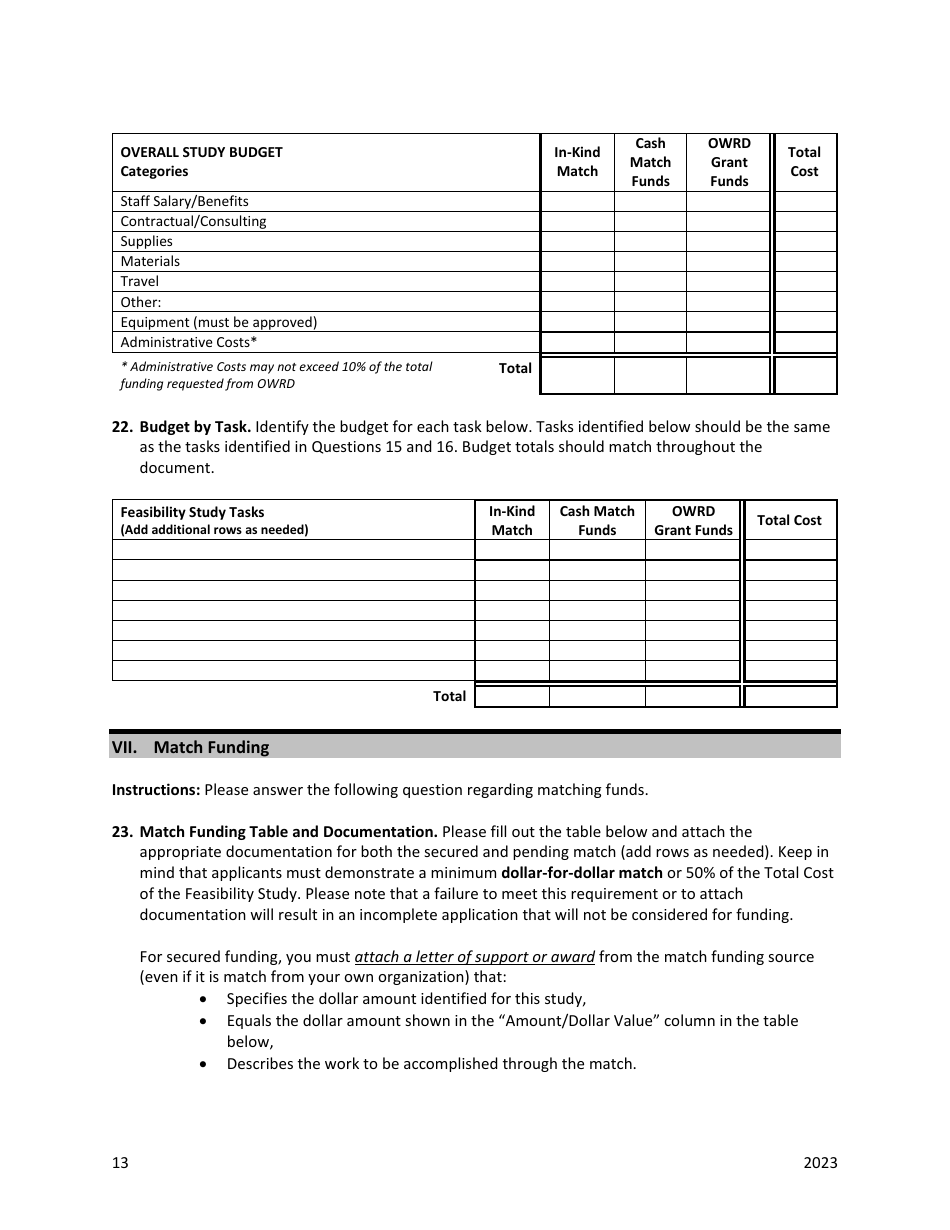 Solicitation Feasibility Study Grant Application - Oregon, Page 13