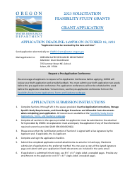 Solicitation Feasibility Study Grant Application - Oregon