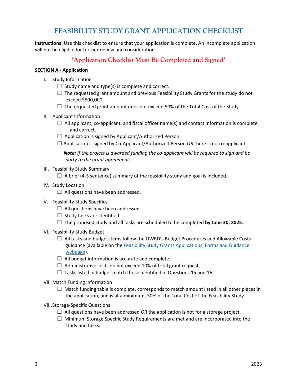 Solicitation Feasibility Study Grant Application - Oregon, Page 3