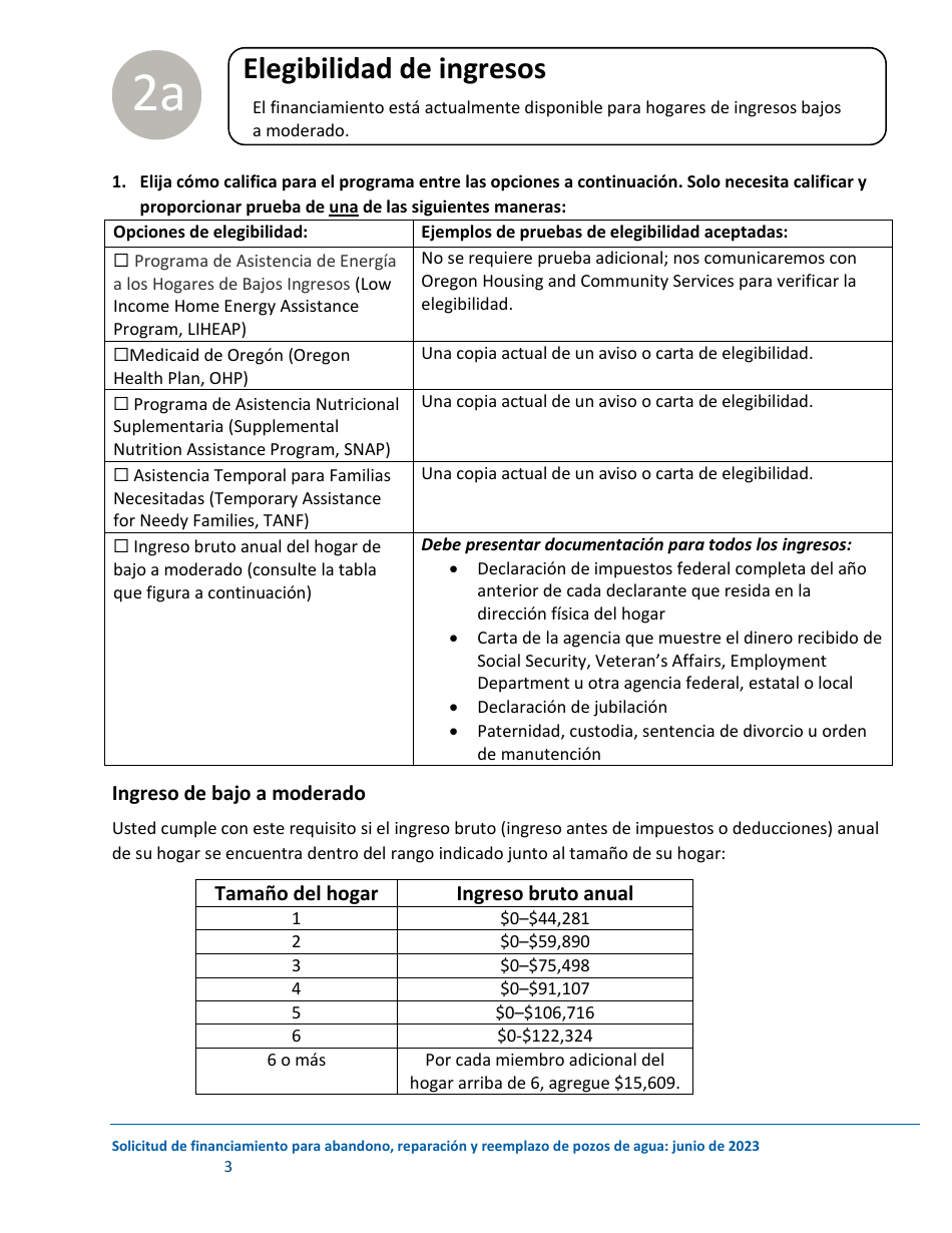 Solicitud De Financiamiento Para El Abandono, La Reparacion Y El Reemplazo De Pozos - Oregon (Spanish), Page 3