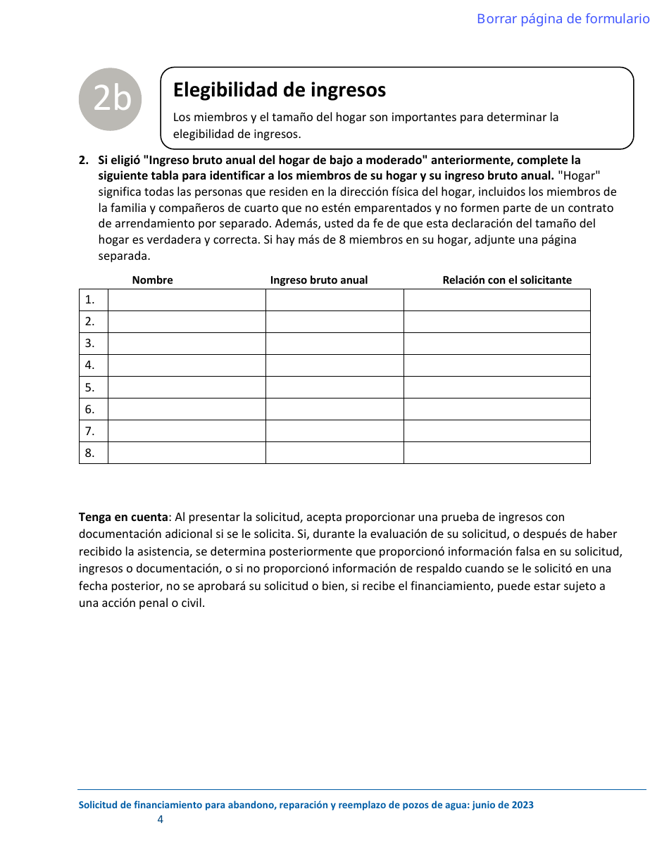Solicitud De Financiamiento Para El Abandono, La Reparacion Y El Reemplazo De Pozos - Oregon (Spanish), Page 4