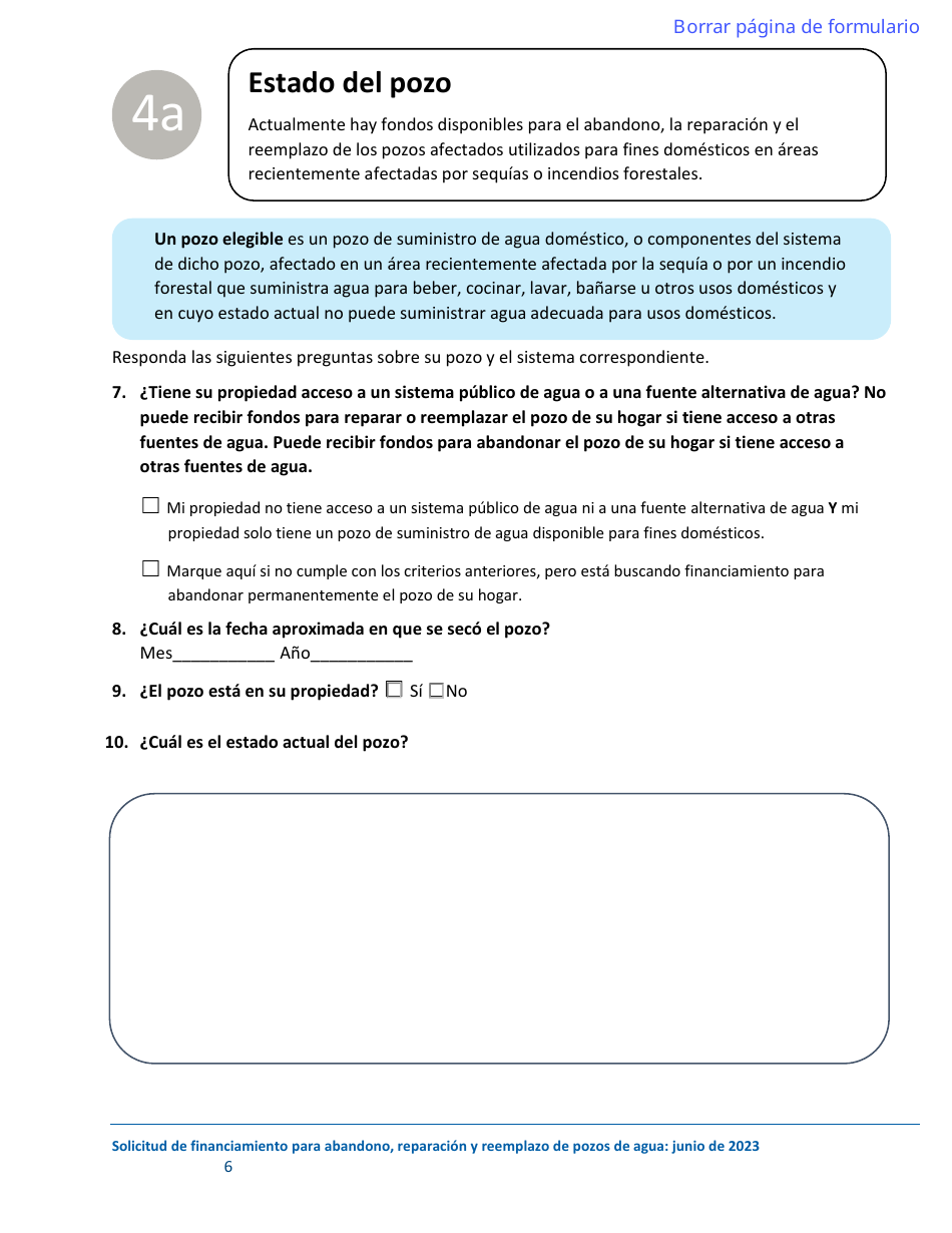 Solicitud De Financiamiento Para El Abandono, La Reparacion Y El Reemplazo De Pozos - Oregon (Spanish), Page 6