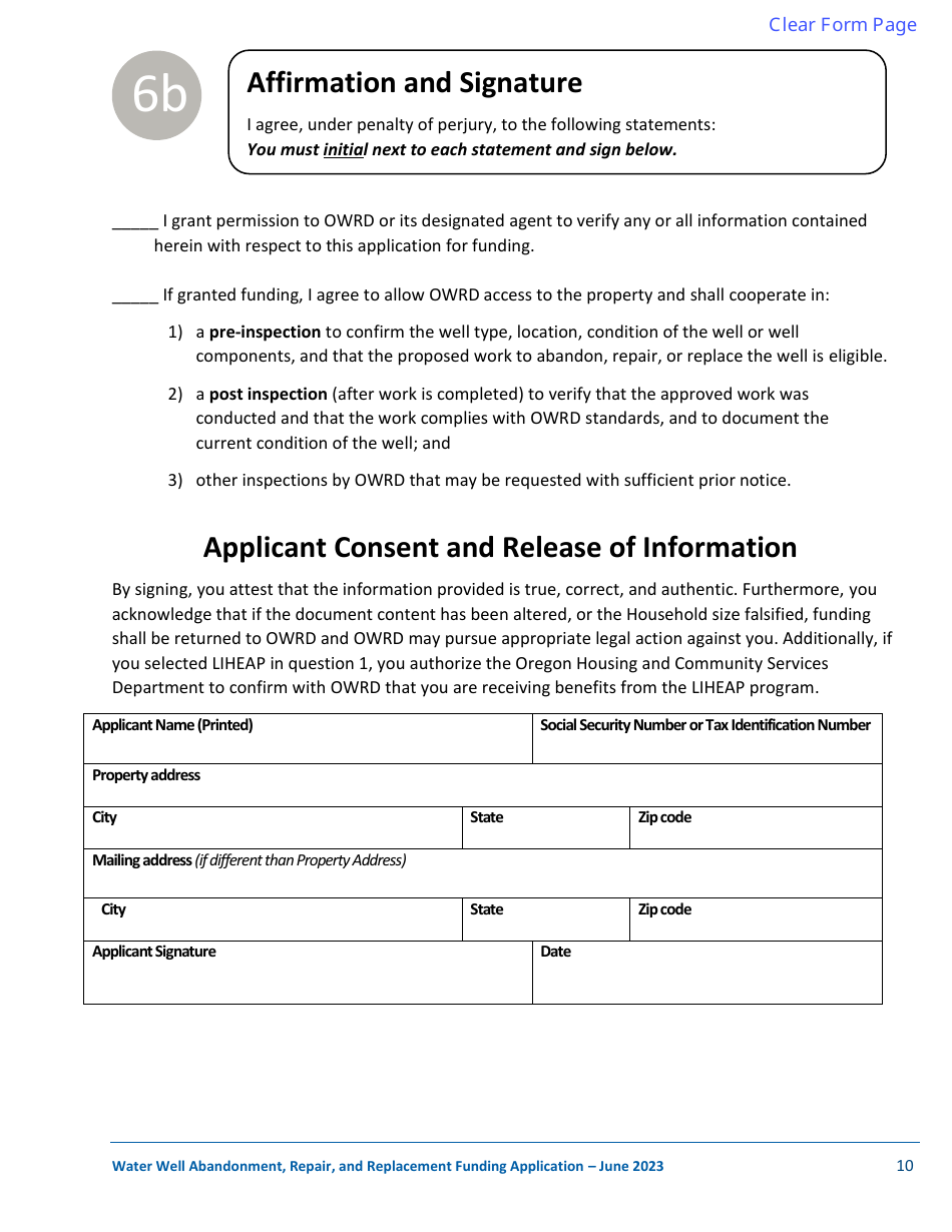 Well Abandonment, Repair, and Replacement Funding Application - Oregon, Page 10