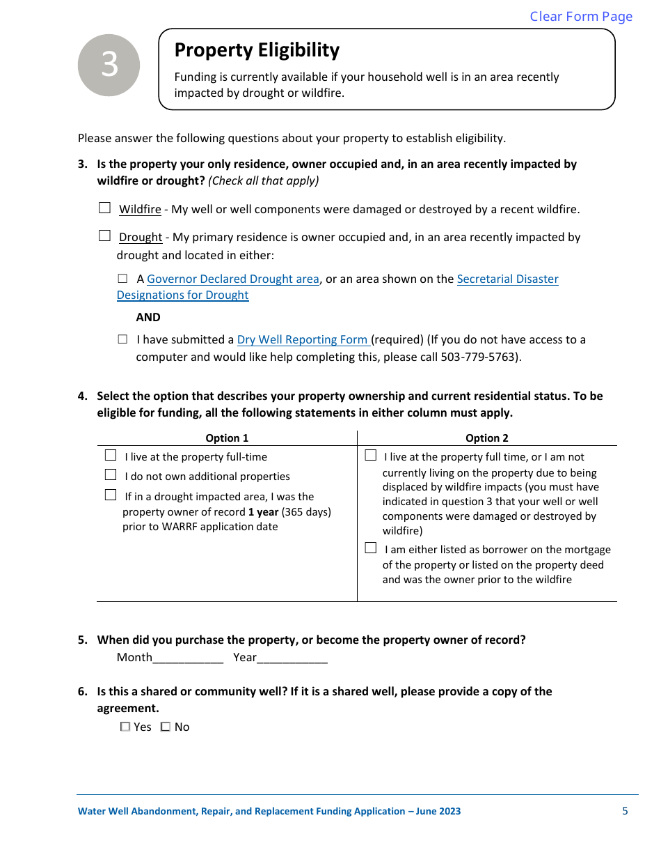 Well Abandonment, Repair, and Replacement Funding Application - Oregon, Page 5