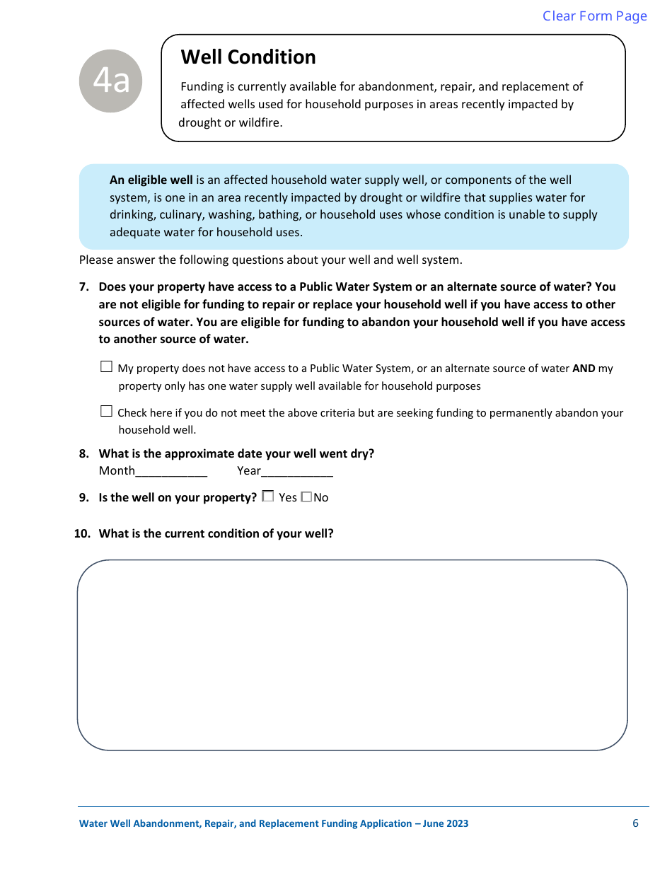 Well Abandonment, Repair, and Replacement Funding Application - Oregon, Page 6