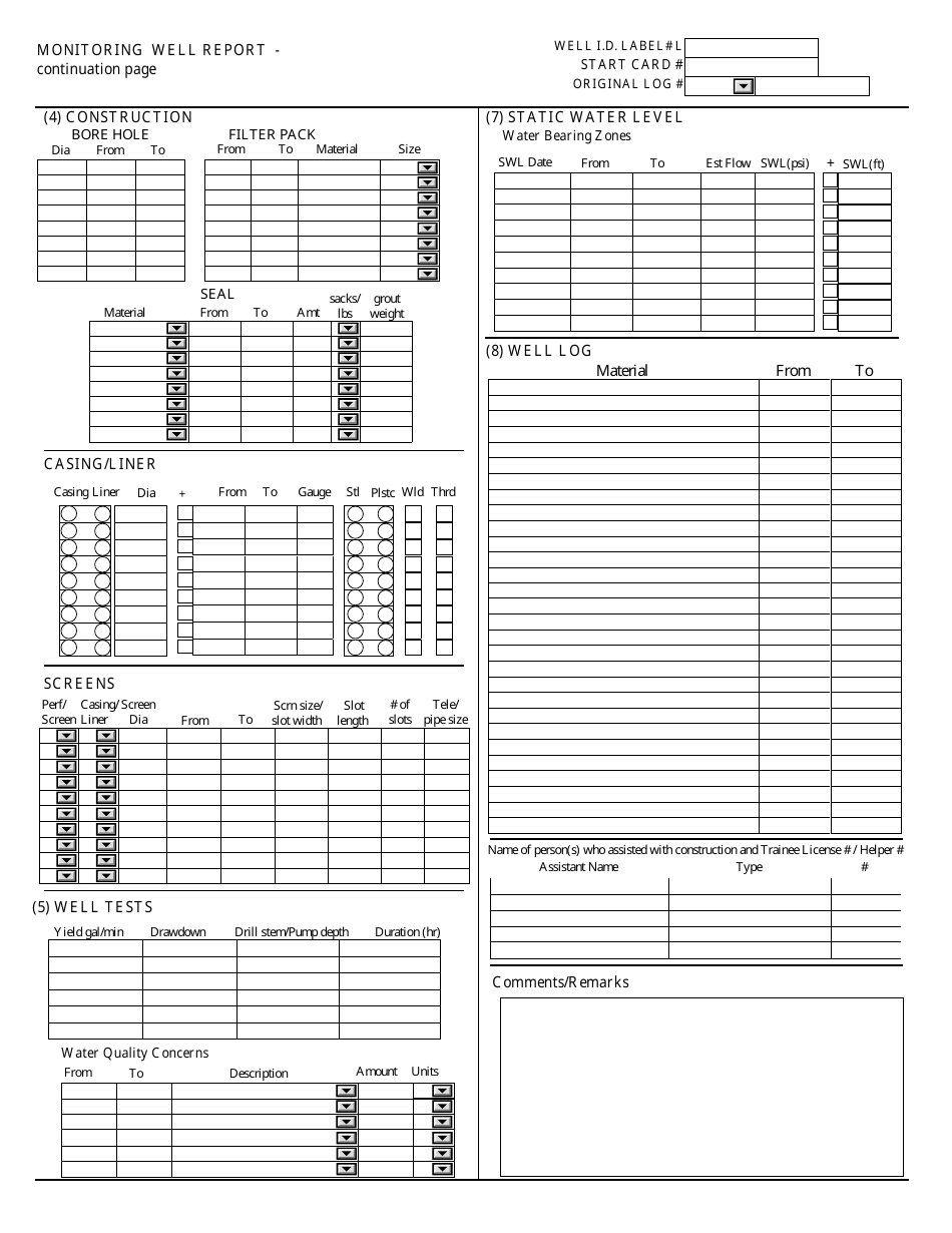 Monitoring Well Below Ground Form - Oregon, Page 2