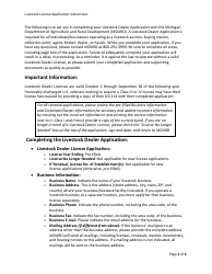 Form AH-047 Livestock Dealer License Application - Michigan, Page 3