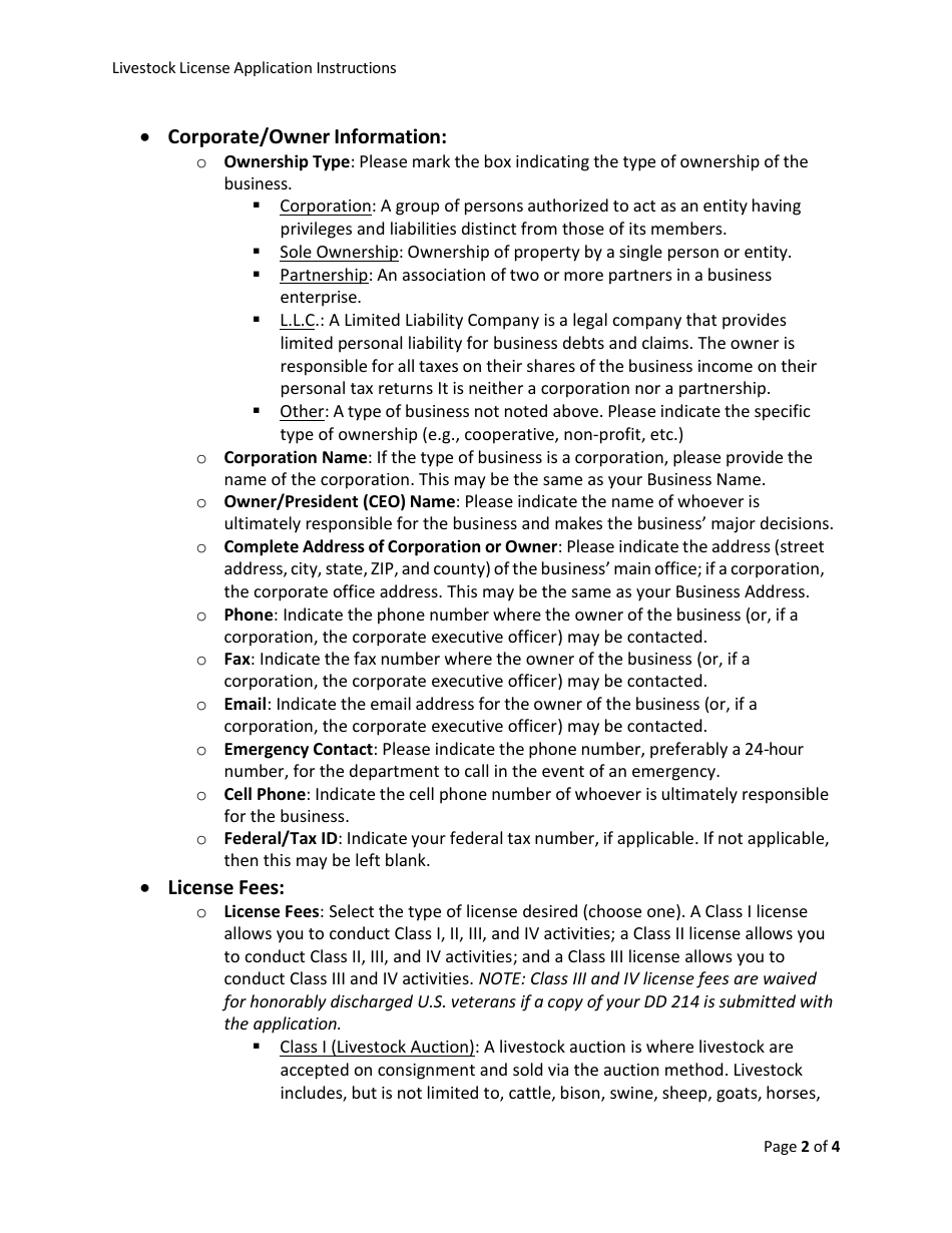 Form AH-047 Livestock Dealer License Application - Michigan, Page 4