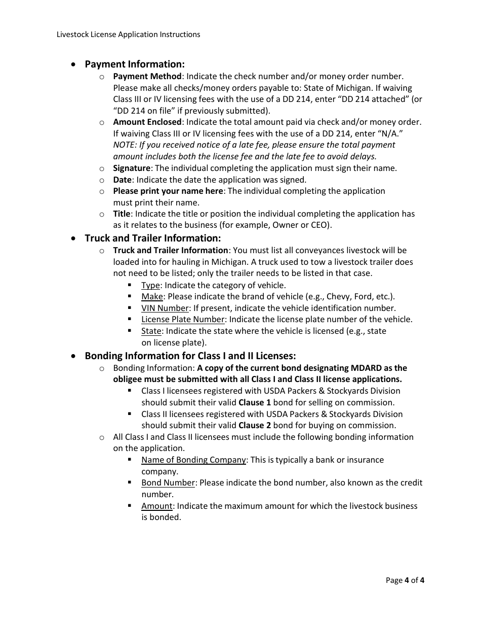 Form AH-047 Livestock Dealer License Application - Michigan, Page 6