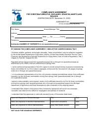 Document preview: Compliance Agreement for Christmas Wreaths, Garlands, Grave Blankets and Boughs - Michigan