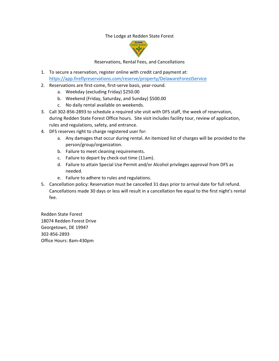 Application for Rental - Redden State Forest Lodge - Delaware, Page 4