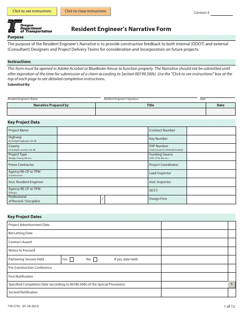 Form 734-2756  Printable Pdf