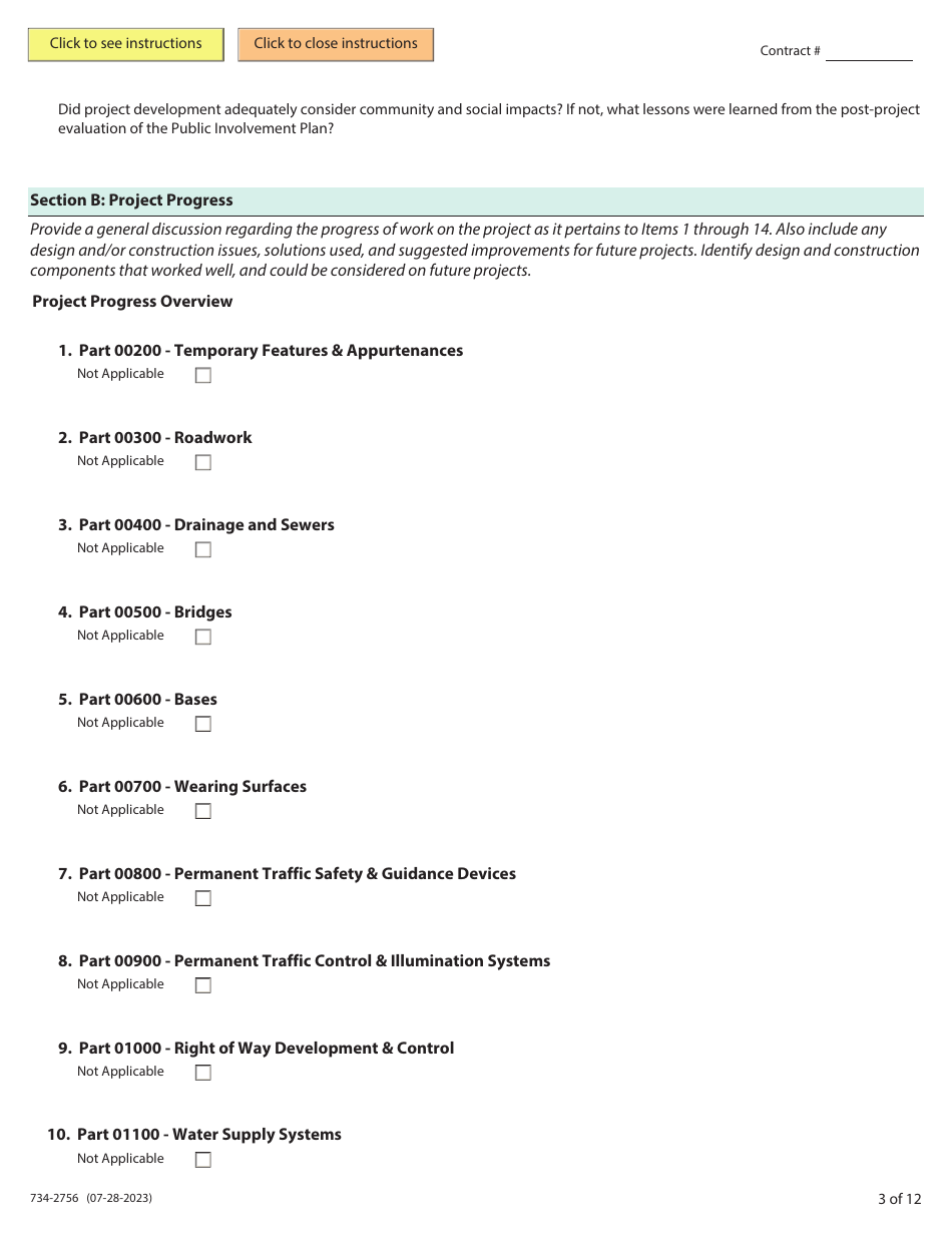 Form 734-2756 Resident Engineers Narrative Form - Oregon, Page 3